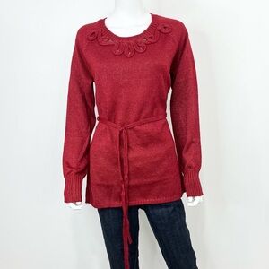 Women’s beautiful red sparkly daisy Fuentes sweater